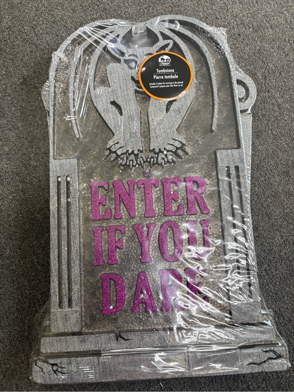 Glitter Lettered Tombstone Décor - Pink & Lime Accents